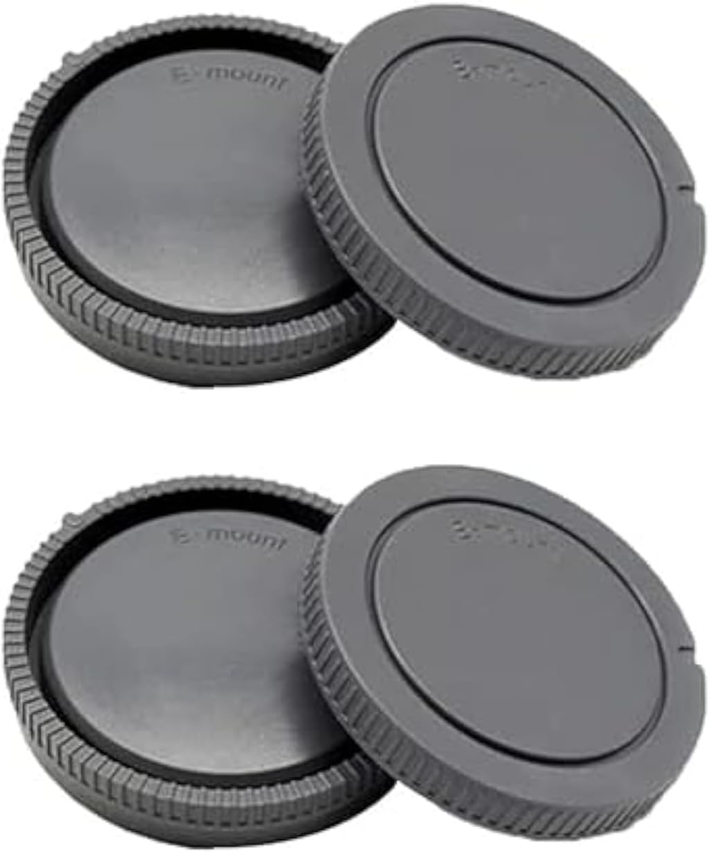 Double O1 Lens Rear Cap & Camera Body Sensor Cover Replacement for Sony E-mount Lens and Camera (2 Lens Caps + 2 Sensor Caps)