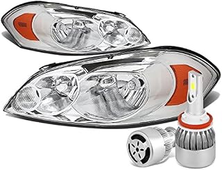 Replacement for Chevy Impala/Monte Carlo Chrome Housing Amber Corner Headlight + H8 LED