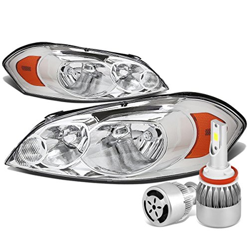 Replacement for Chevy Impala/Monte Carlo Chrome Housing Amber Corner Headlight + H8 LED