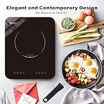GIONIEN Portable Induction Cooktop 1200W,Single Hot Plate Countertop Burner 110~120V,Sensor Touch Electric Cooker,10 Power,0.94”Ultra Thin,6.69” Heating Coils,Child Safety Lock,Timer - Image 2
