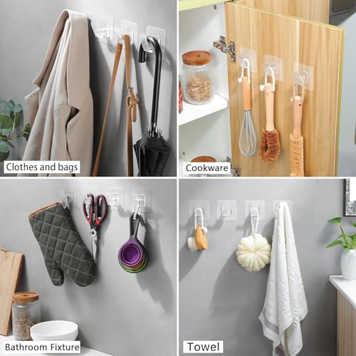Image of Self Adhesive Hooks /Wall Hangings Hook /Waterproof Hooks for Wall Without Drilling Heavy Duty Bathroom Kitchen Towel Wall Hooks for Hanging Strong Coat SQR Nail Sticker 10