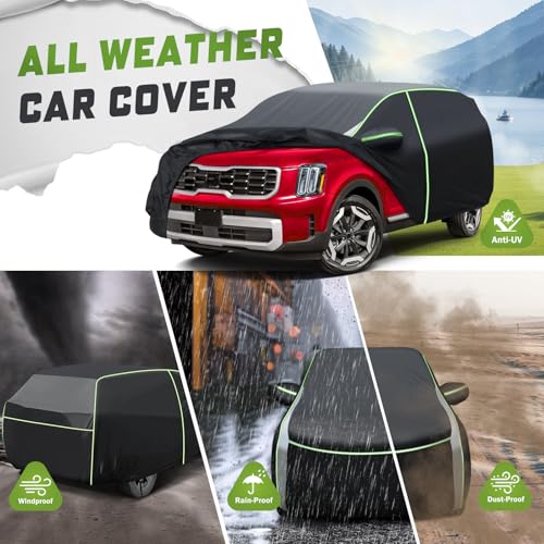 Image of Mixsuper Liner Car Cover for Kia Telluride 2020-2026, 7 Layers Waterproof Car Cover Accessories for Telluride with Zipper Door, Windproof Straps, Reflective Strips, Anti-UV, All Weather
