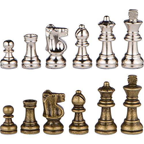 Hayes Inlaid Maple, Mahogany, and Sapele Wood Chess Board with Metal Pieces, 2.5 Inch King, and Extra Queens (Large 15 x 15 Inch Set) - Thumbnail 6