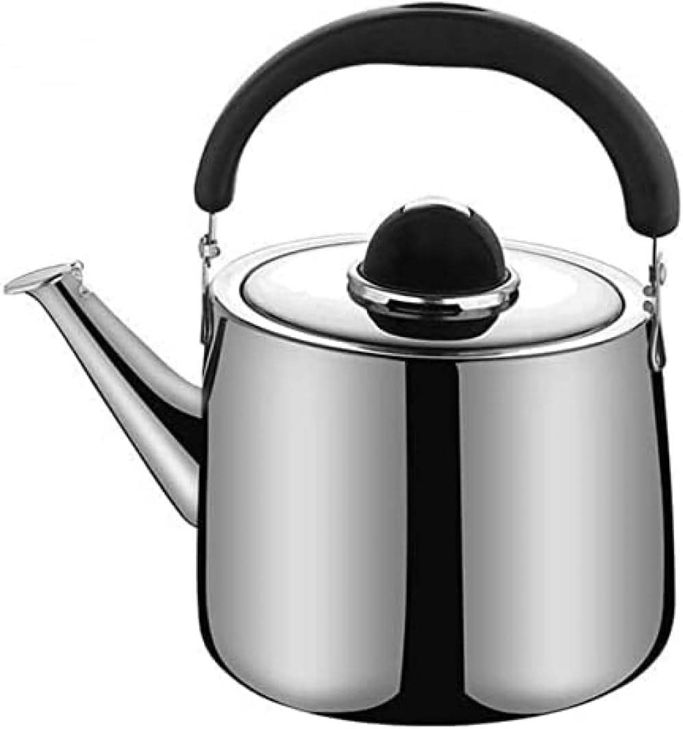 Tea kettle, Stovetop Whistling Tea Kettle Stainless Steel Teapot for Induction Gas Stove with Bakelite Handle Portable 4 Liter
