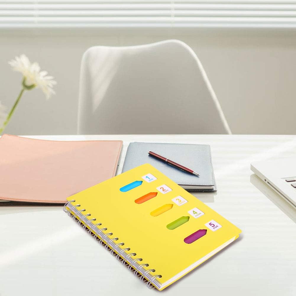 5 Subject Notebook, A5 Notebooks and Journals Spiral Bund, Wide Ruled, Lab Professional Notepad, Colored Dividers With Tabs, 5.7”×8.27”, 240 pages, Hardcover Memo Planner for School Kids Girls Women