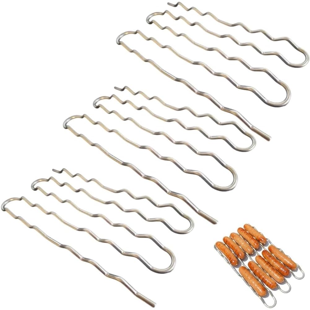 Vjsujehgy BBQ Sausage Roller Rack for Evenly Cooked Dogs, Hot Dog, 3pcs Hands-Free for Camping Outdoor Cookout