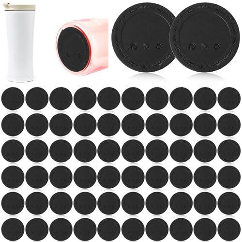 Douaowoc 96PCS Rubber Bottoms for Sublimation Tumblers 56mm Rubber Bottom with Adhesive Non-Slip Silicone Coaster Rubbers Bottom for Wine Tumblers Skinny Straight Tumbler Mason Jars