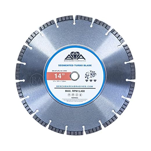 Benchmark Abrasives 14" Segmented Turbo Diamond Blade with Steel Core, Saw Blades for Faster Cutting on Brick Ceramic Tile Granite Concrete, Use with Power Saws
