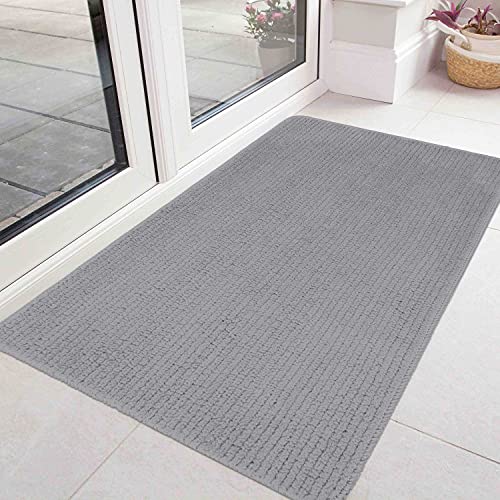 SHACOS Large Doormat 32 x48  Soft Absorbent Front Door Rug Low Profile Entrance Rug Non Slip Washable Inside Door Mat Dirt Dog Rug Entryway Kitchen Garage, Gray