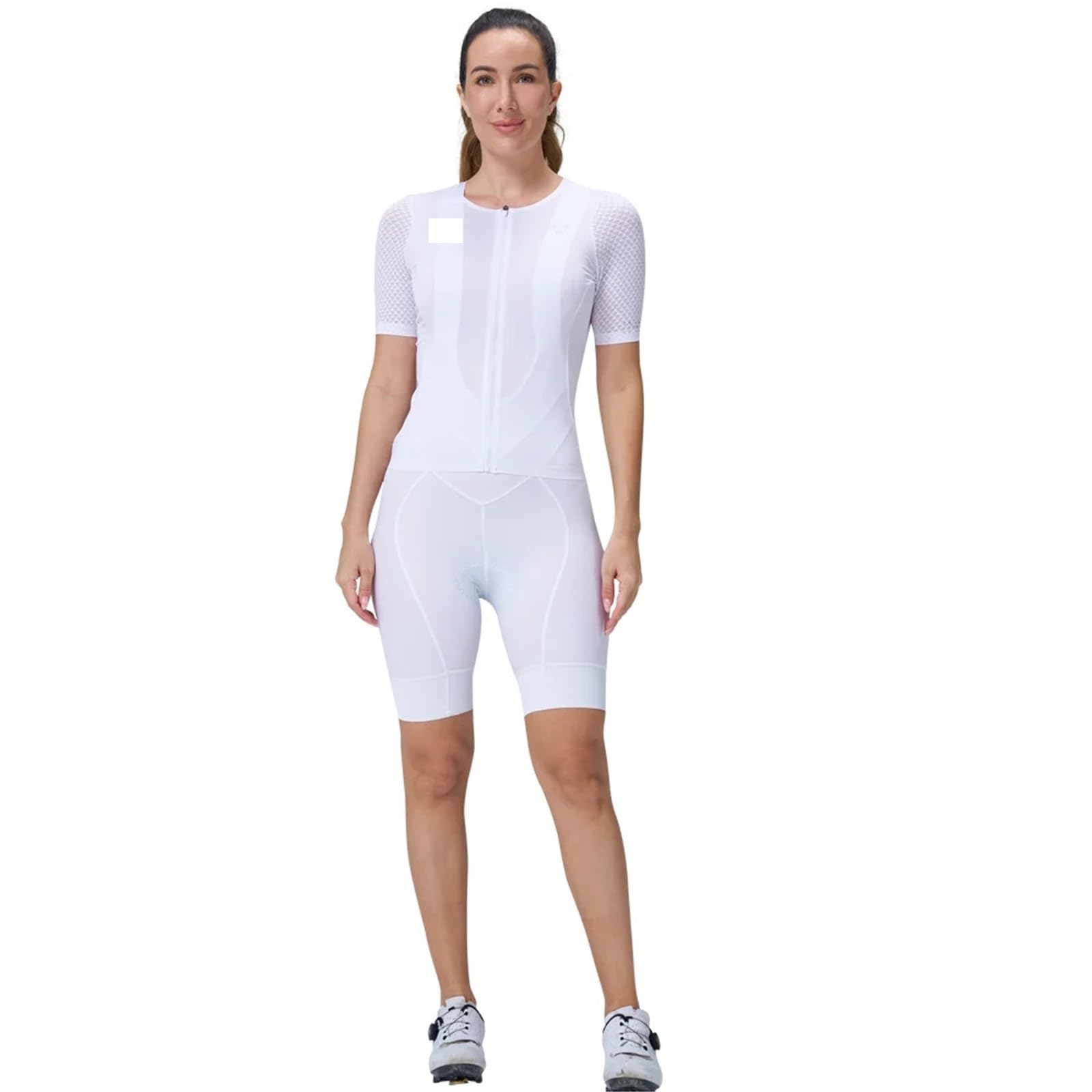 Pantaloncini con Bretelle da Ciclismo Donna, Pantaloni Bicicletta a Vita Alta, Pad 6 Ore, Pantaloncini Aderenti, Bici Strada per Il Ciclismo E Gli Sport all'Aria Aperta