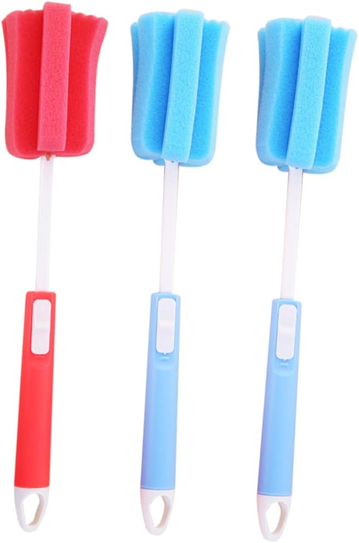 VALICLUD 3sets Long Handle Sponge Bottle Brush for Cleaning of Cups and Bottles Home Kitchen Cleaning Tool Random Random Color 3pcs*3