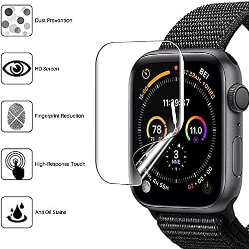 Image of BLACKSHEEP 2 Pack Membrane For Apple Watch Series 4 / Series 5 / Series 6 / Watch SE2 /Watch SE3 44mm Full Screen Coverage Flexible Watch Screen Protector with Easy Installation Kit
