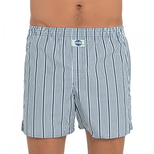 D.E.A.L International Boxershorts Weiß & Blau-Grau gestreift Größe XXL