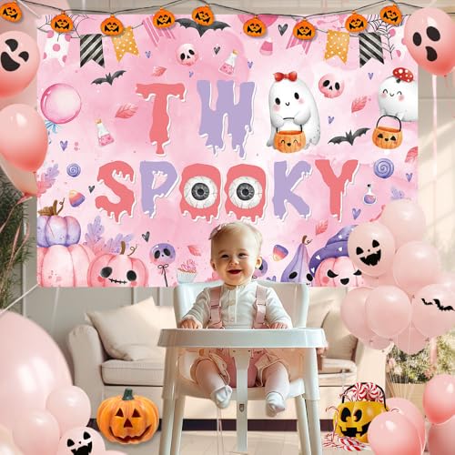 Arrière-plan photo Halloween 2 ans fille sans reflet rose