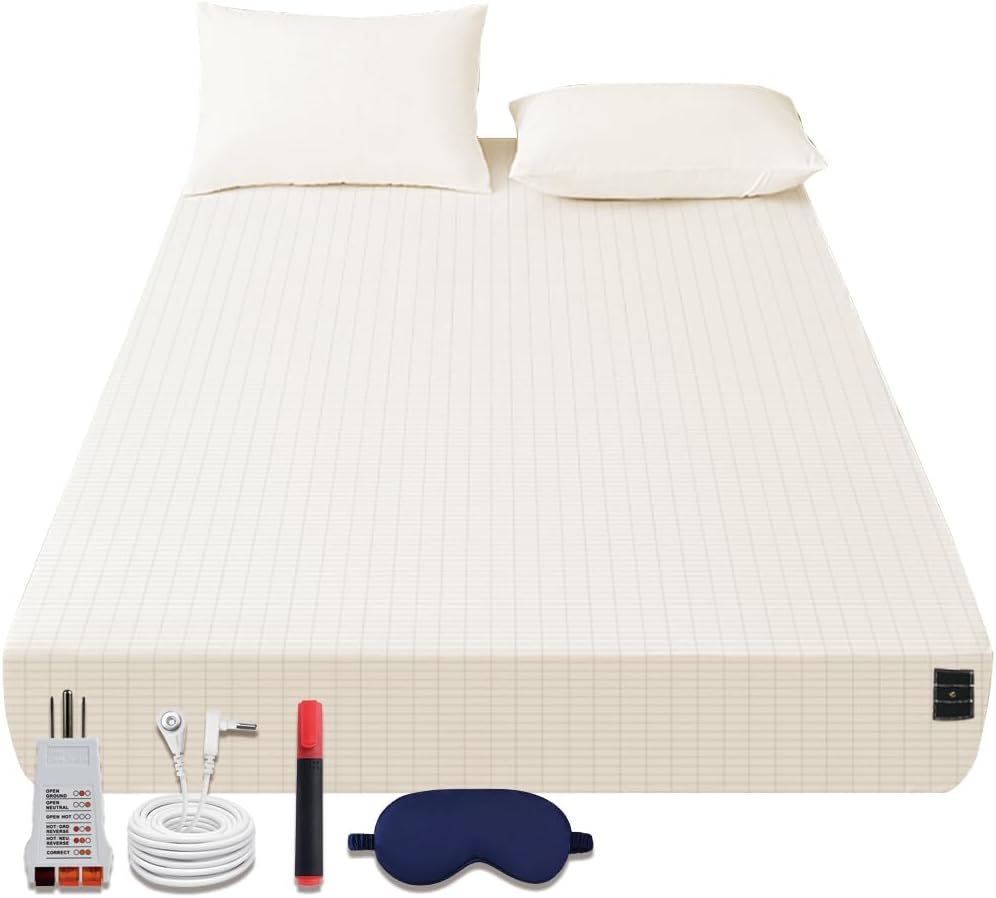 NAGS® Grounding Sheets,Grounding Bedding Sheet, Soft Cotton with Pure Silver Fitted Grounded Sheet for Improved Sleep,Pain Relief (Green, King, 78 * 80 * 13.5inch)