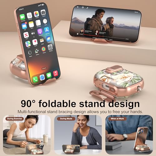 Image of for Apple AirPods Pro 3 Case 2025 with Safety Lock & Foldable Phone Stand | Double Drop Protection,Two-Piece Design, Airpod Pro 3 Case with Keychain & Cleaner Kit, Support Wireless Charging, Nude Rose