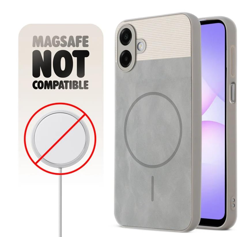Image of Bintage CASE Mac Safe Design Hard Light Weight Back Case | Soft Border Camera Protect | Dual PU Leather Finish Back Cover Compatible for Samsung Galaxy A07 4G - White & Grey