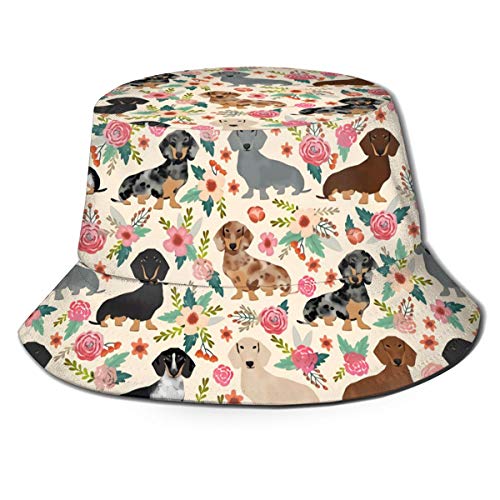 Dogs Pink Flowers Bucket Hat, Uv Sun Protection Packable Travel Summer Boonie Cap For Men Women #TOP2