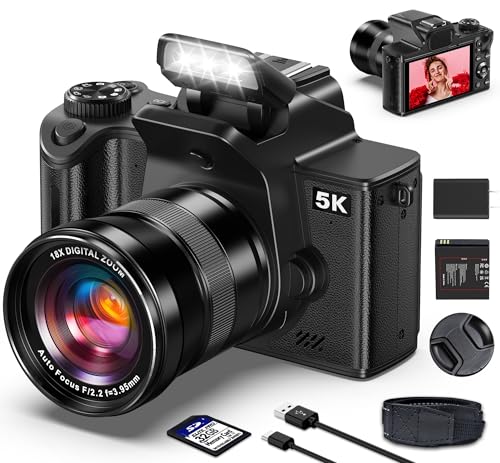 True 5K Digital Camera - 80MP Cameras for Photography - WiFi Vlogging Camera for YouTube with 4.0' Touch Screen, 18X Zoom - UHD Autofocus One-Touch Macro Video Camara Gifts for Beginner Photographer