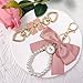 Nalefow 4Pcs Purse Extender Chain & Bow Keychain Kit - 2 Extender Chains & 2 Bow Charms - Purse Strap Extenders (Pink & White Bow)
