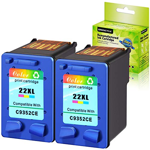 GREENCYCLE High Yield Remanufactured 22 22XL CB311BN C9352AN Tri-Color Ink Cartridge Compatible for HP OFFICEJET 4315, DESKJET 3930, 3210, D1520, D1420 Printer