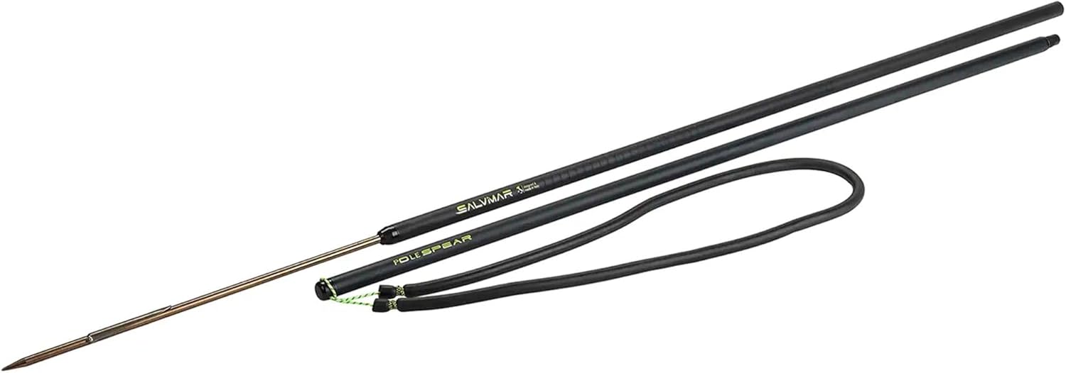 SALVIMAR 18mm Aluminum Pole Spear for Spearfishing - Anodized Ergal Shaft Fishing Spear with Rubber Band Propulsion, 195cm Length, Black, Slip/Harpoon Tip