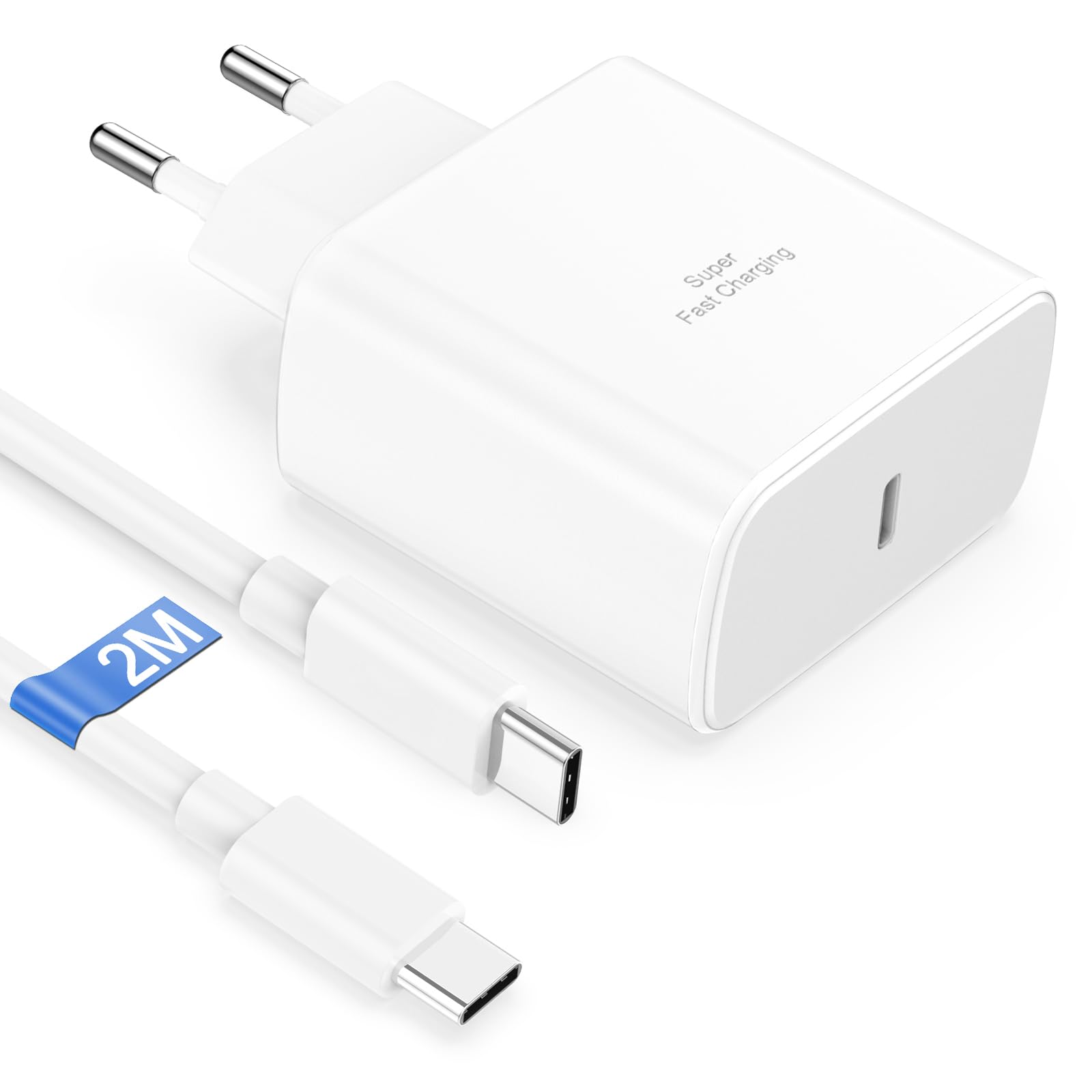 Caricatore USB C 45W Caricabatterie per Samsung Galaxy S25/S24 Ultra/S24+/S23/S22/S21/S20/A15/A14/A55,Presa USB C Caricatore Veloce Galaxy Caricabatterie Type C Alimentatore Spina Fast Charger Bianco