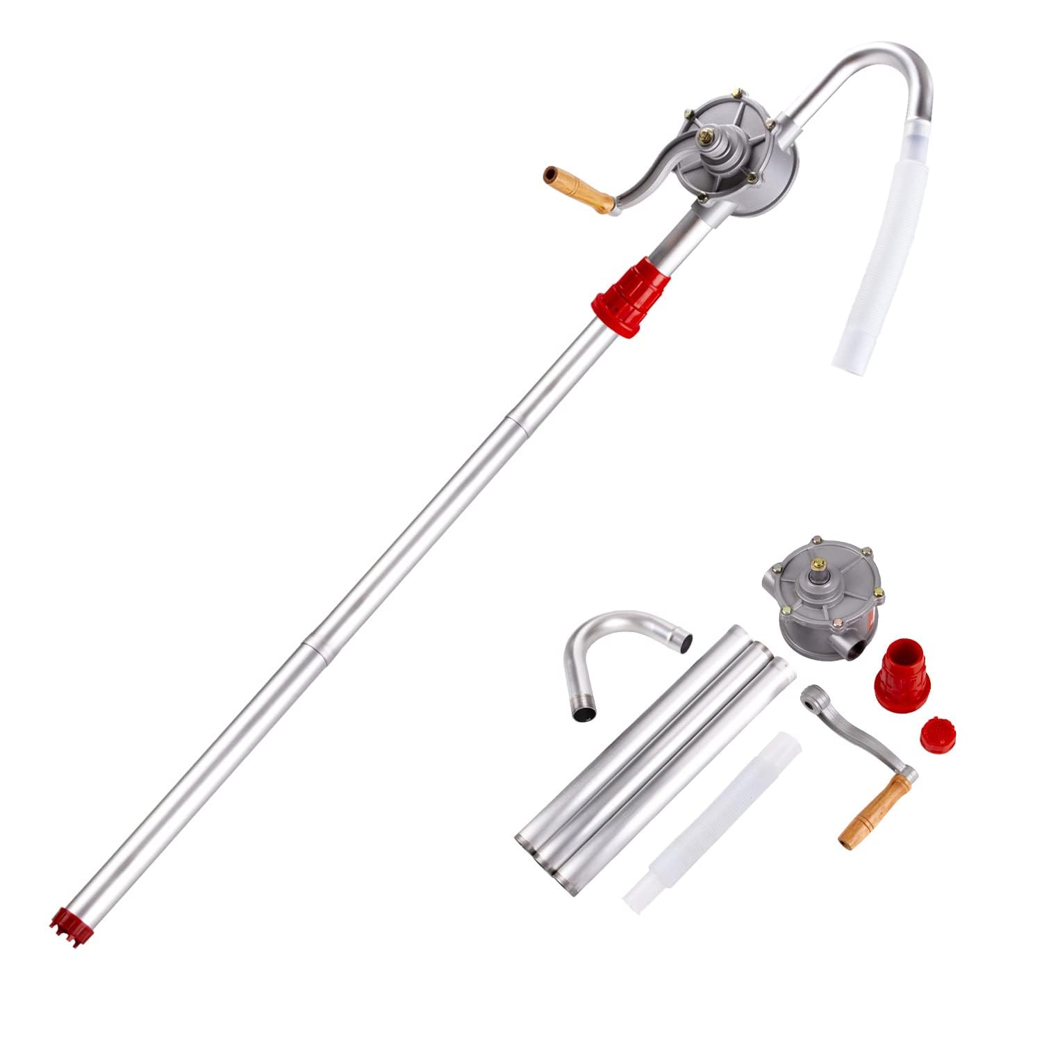 Hetkrishi Oil Barrel Pump,Aluminum Alloy Rotary Hand Crank Oil Barrel Drum Pump for Petrol Diesel Fuel Garage Hand Drum Barrel Pump Tool-image-31