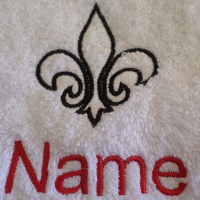 EFY Fleur de Lis Design and Personalised embroidered name on towels (Hand Towel)