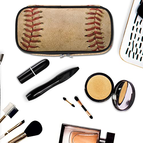 Image of Pardick Sport Big Capacity Pencil Pen Case Old Baseball Large Pencil Pouch with Zipper Compartments Pencil Bag for Boys Girls Adults Student Office School Supplies