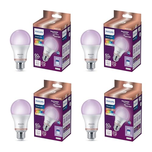 Philips Smart LED Full Color Light Bulb 4-Pack, A19 60W