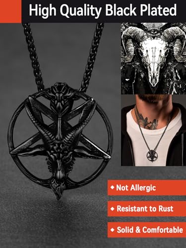 FaithHeart Leviathan Satanic Brimstone Cross Necklace, Gold Plated Stainless Steel Satan Church Jewelry, Alchemical Symbol for Brimstone Pendant Satan Goat Necklaces for Men with Gift Box3