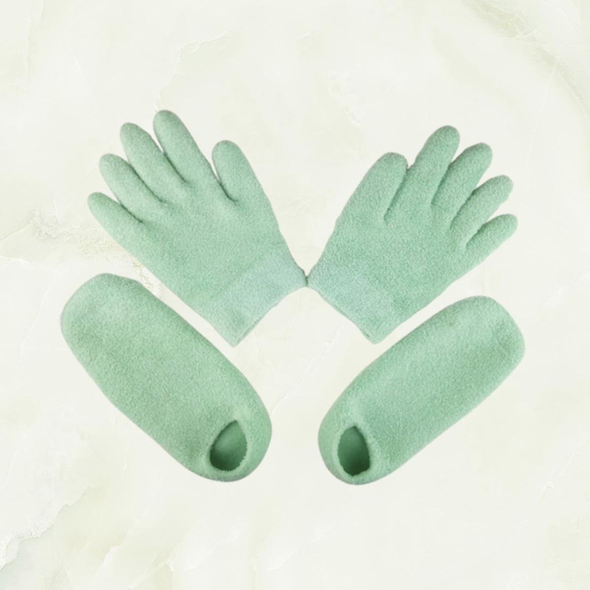 Gatuida 3 Juegos Conjunto de Guantes y Calcetines Hidratantes de Gel Verde