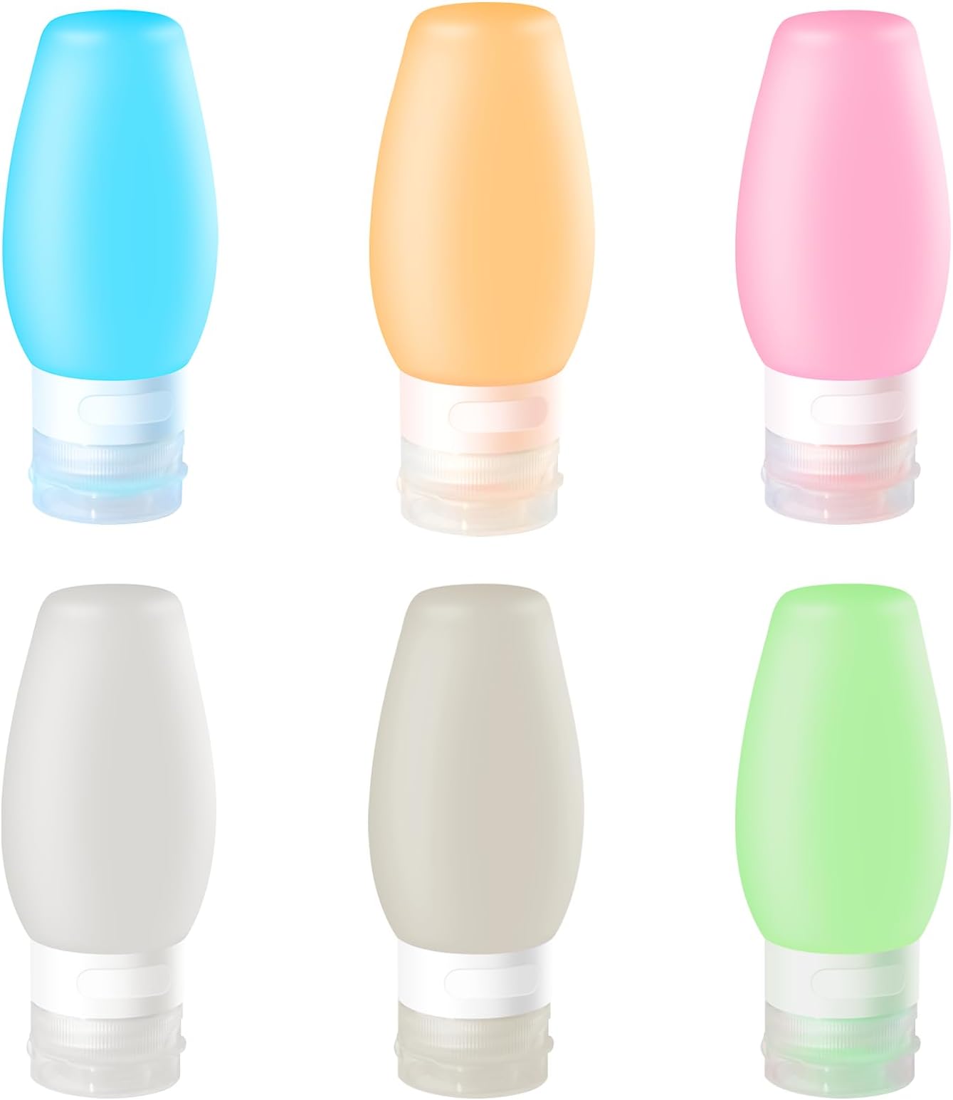 Uervoton Silicone Travel Bottle, Leak Proof Refillable Squeezable Containers Set(90 ml) with Label and Transparent Carry Bag for Liquid Shampoos, Soap and Toiletries-6 Pack
