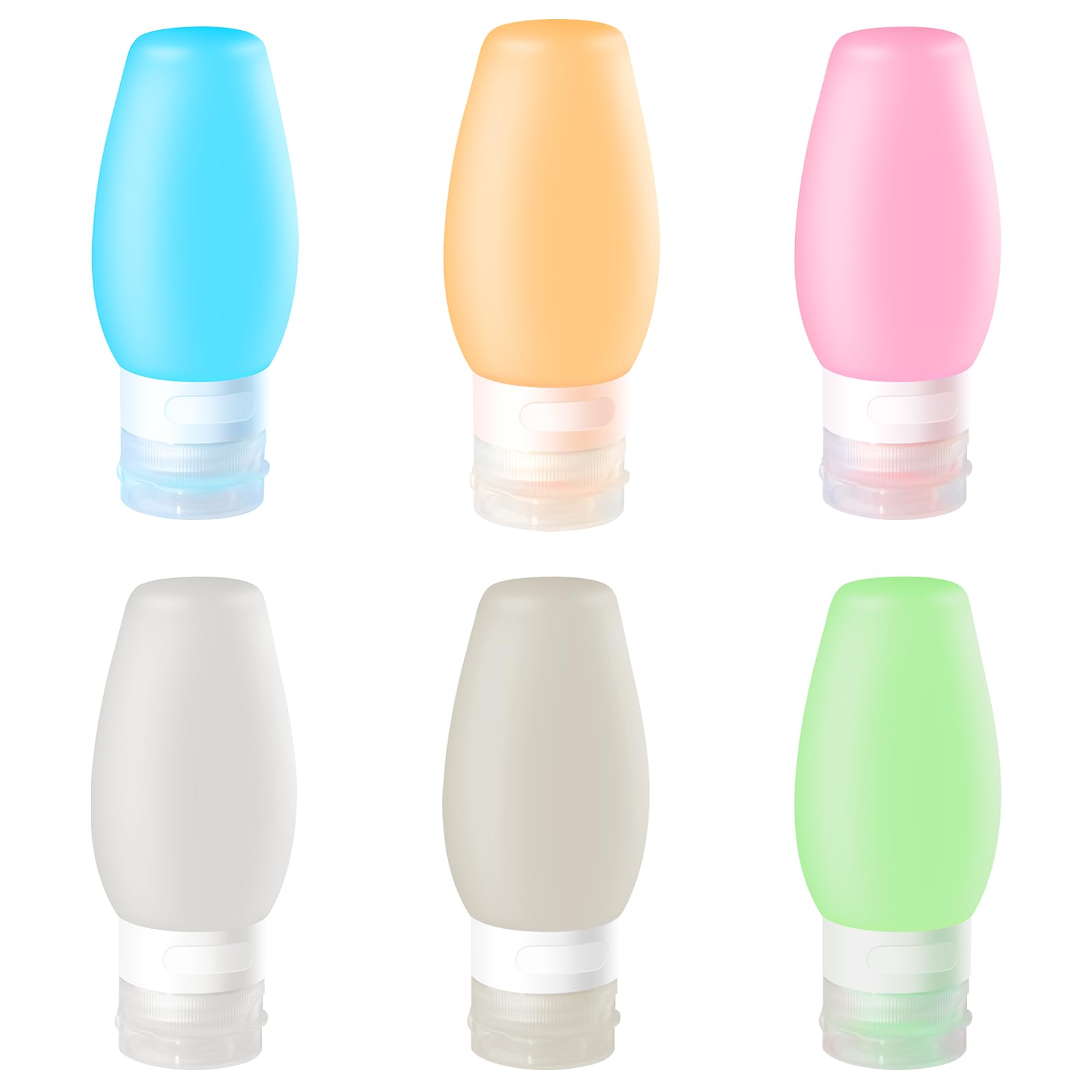 Uervoton Silicone Travel Bottle, Leak Proof Refillable Squeezable Containers Set(90 ml) with Label and Transparent Carry Bag for Liquid Shampoos, Soap and Toiletries-6 Pack