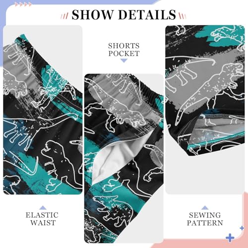 ZZXXB Walking Dino Print Boys Long Pants Soft Trousers Elastic Waist Kids Lounge Bottoms with Pockets S-XL4