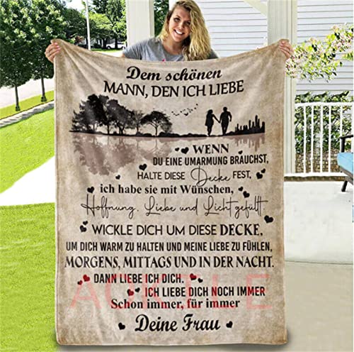 Kuscheldecke Personalisierte Decke An Meine Ehemann ,Frau für Ehemann Deutsche Nachricht Briefdecke Positiv Ermutigen Wohndecke für Couch Bett Tv-Decken Geschenk(An Meine Ehemann-M) Cover