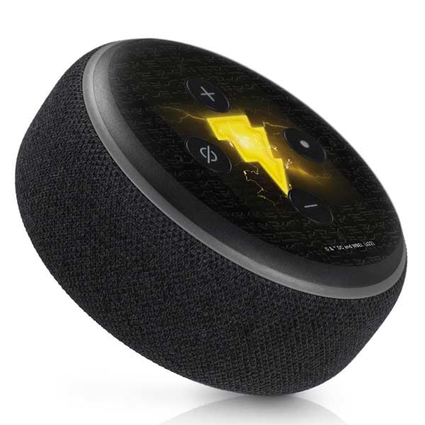 Skinit Decal Audio Skin Compatible with Amazon Echo Dot 3 - Officially Licensed DC Comics Black Adam Lightning Bolt Design