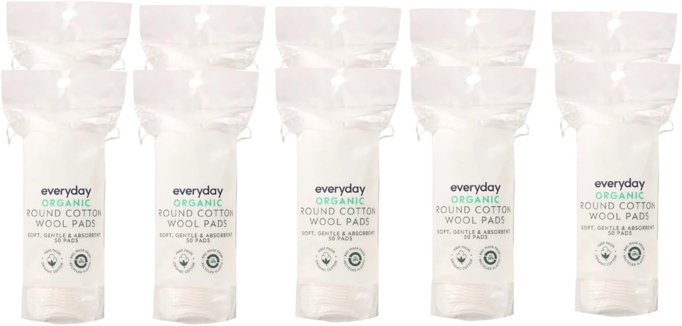 Organic Cotton Rounds (500 Count) Makeup Remover Pads, Hypoallergenic, Lint-Free | 100% Pure Cotton
