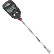 مسبار مقياس الحرارة Weber Instant‑Read، أسود/فضي &ndash; مقياس حرارة رقمي سريع للشواء والمطبخ مع قراءة 15‑ ثانية، وإيقاف تشغيل تلقائي وخيارات فهرنهايت/مئوية