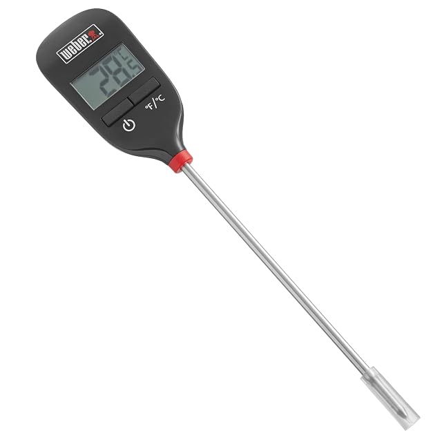Weber Instant Read Thermometer Probe Black Silver Fast Digital Grill Kitchen Thermometer with 15 Second Readout Auto Shutoff
