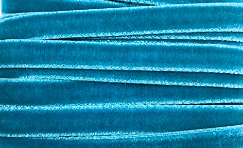 Vintage 3/8'' Velvet Ribbon -Cameo Rayon Velvet Ribbon -Taffeta Back 10 Yd. (Copen Blue 3/8