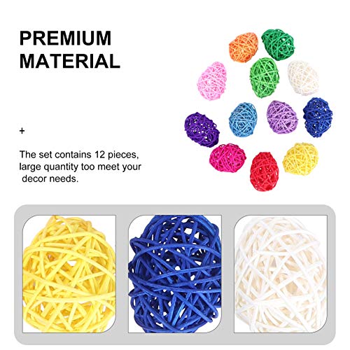 Valiclud 12Pcs Rattan Wicker Balls Easter Egg Shape Wicker Ball Woven Eggs Decorative Hanging Eggs For Diy Crafts Vase Fillers Easter Hunt Basket Stuffers Fillers (Random Color) #TOP7