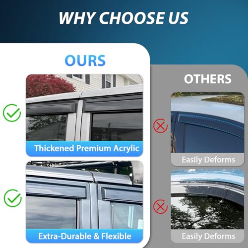 Image of Nilight Tape-On Window Visors for Chevy Cruze Sedan 2011-2015, 4PCS | Smoke Rain Guards and Wind Deflectors for 4-Door Models, Help Block Rain, Sun Glare and Road Wind