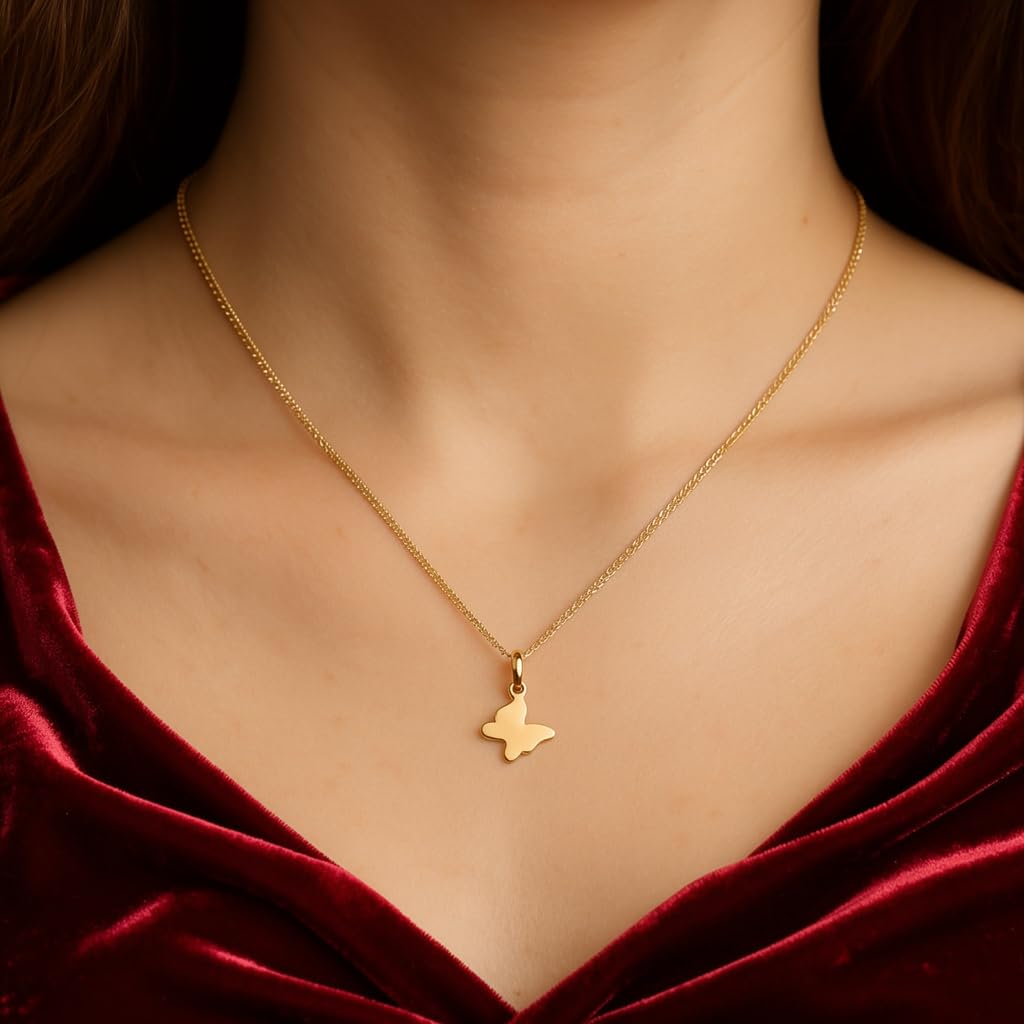 Pendentif Femme – or 18 carats – 0.23 gr – papillon, bijou artisanal – Valeur refuge – Idée cadeau – poinçon 750 – Certificat d’authenticité – Salia Gold Paris