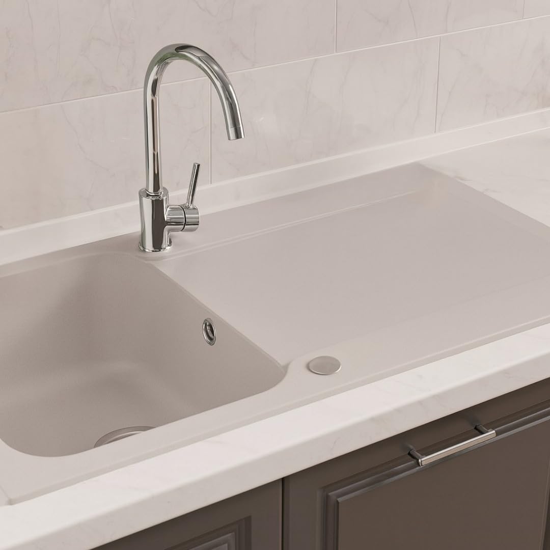 Essebagno 9014380 Gładki zlewozmywak dwustronny 1 zbiornik 1 ociekacz z żywicy szarej