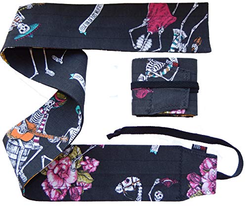  KrosteK Par de muñequeras Strength Negras Dia los Muertos. Entrenamiento Funcional, Gimnasio, Fitness, Catrina, Calaveras- Regalo. 