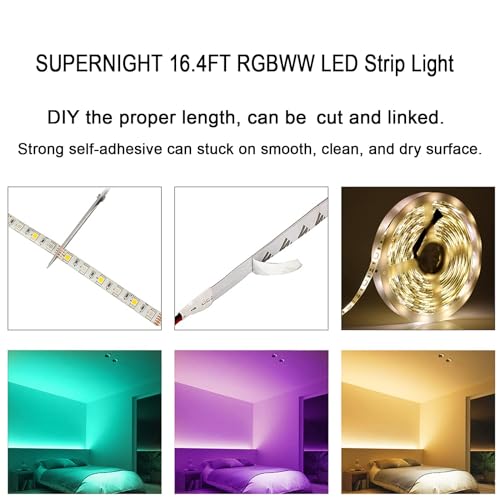 Tira de LED SUPERNIGHT RGBWW IP65 16.4 pies 300 LEDs miniatura 4