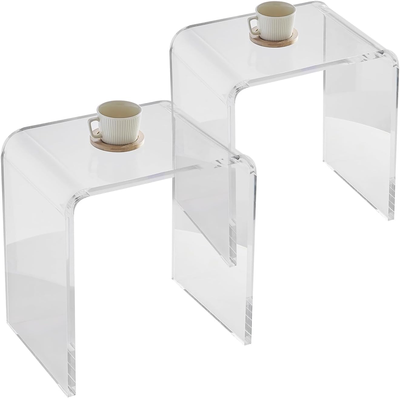 VEVOR Acrylic End Table, 2 pcs C-Shaped Lucite Side Tables, Clear Acrylic Side Table for Drink, Food, Snack used in Living Room, Bedroom, and Study