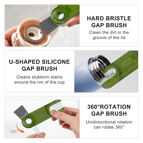 Image of 3 in 1 Cup Lid Gap Cleaning Brush Set, Multifunctional Bottle Cleaning Tools, Mutipurpose Tiny Cup Holder Cleaner, Home Kitchen Crevice Brush Tools